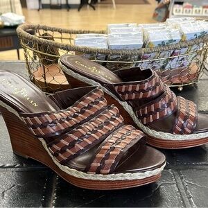 Cole Haan Multi-Brown Woven Wedges